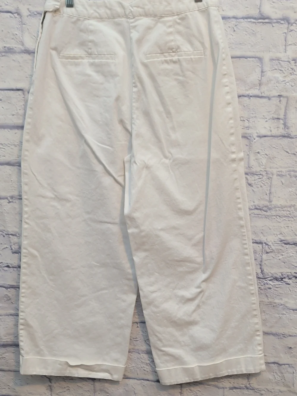 Prologue White Wide-Leg Cropped Chinos with Front Patch Pockets - Size 12 - Picture 4 of 7